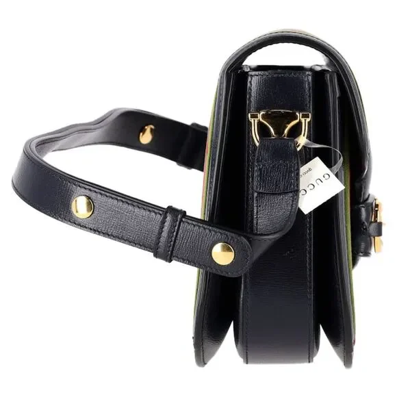 Gucci Horsebit 1955 Striped Shoulder Bag in Multicolor Velvet - Picture 2 of 8